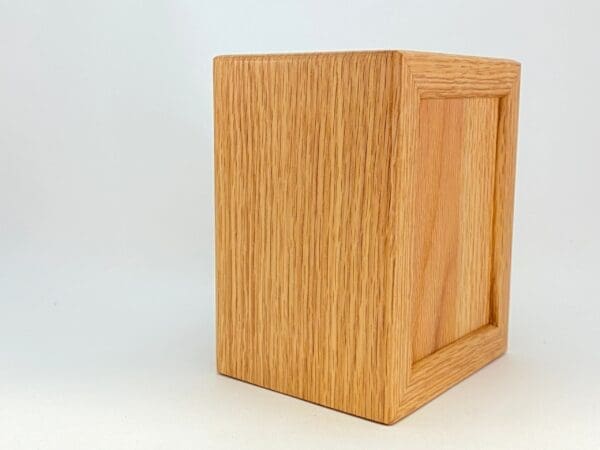 A wooden box with a white background