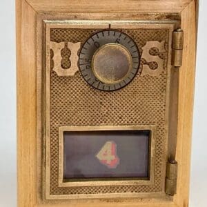 A wooden box with a picture of the us flag on it.