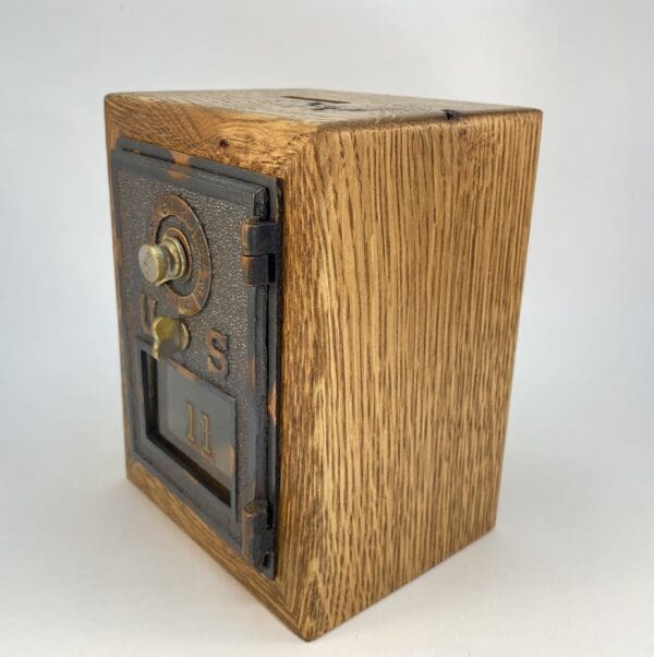 Vintage wooden box with a lock.