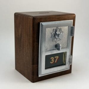 Nickel plate Post Office Door circa 1961 set in Black Walnut Box