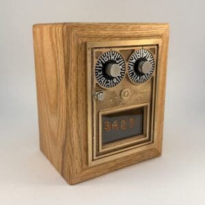 1950s Dual Dial Mailbox Door Bank in Oak Box