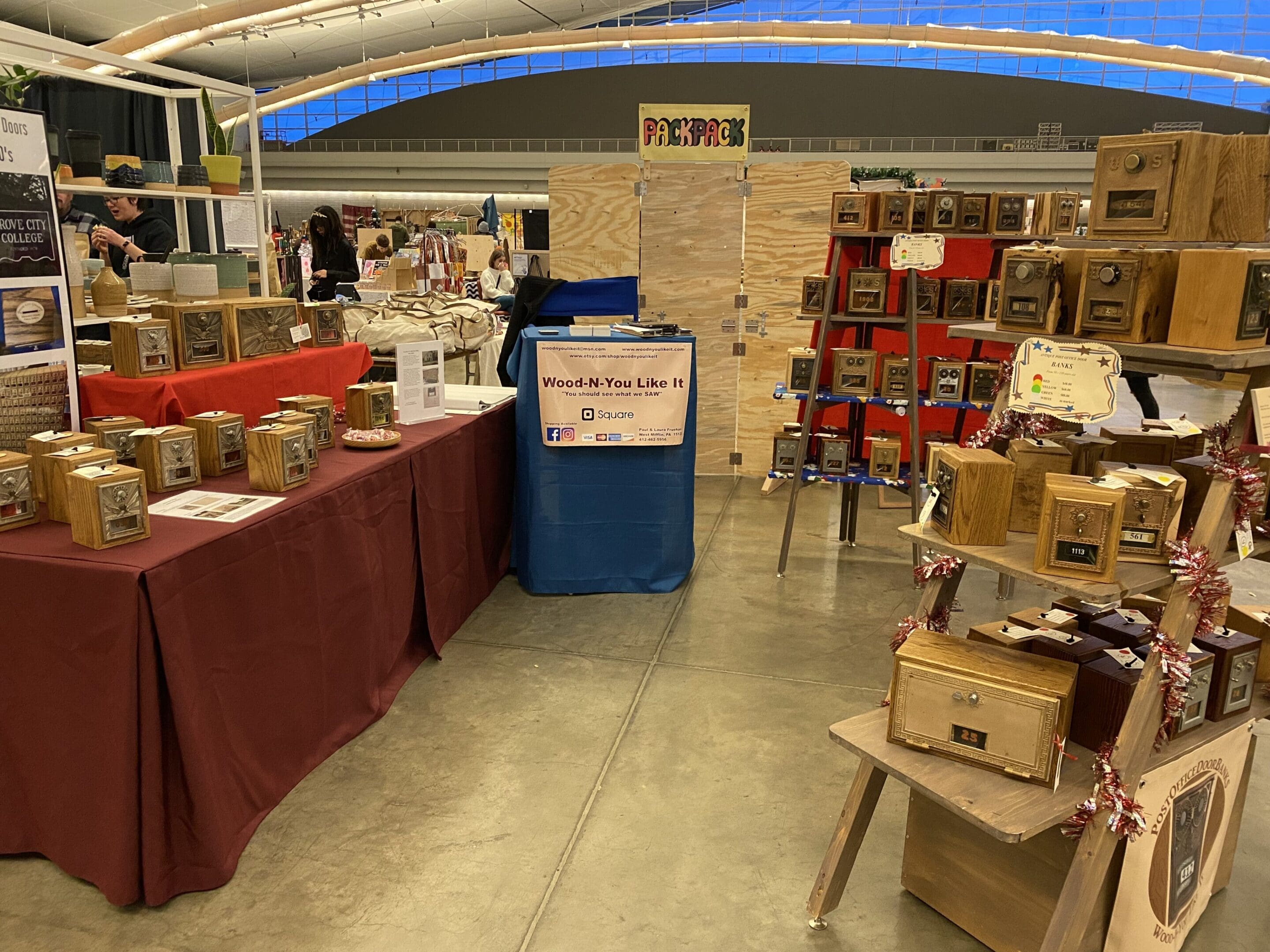 A room filled with lots of boxes and tables.