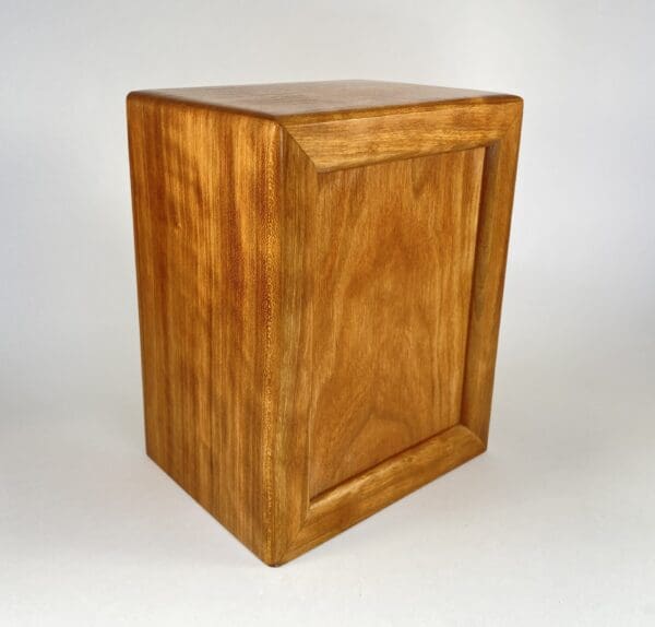 Wooden storage box with smooth finish.