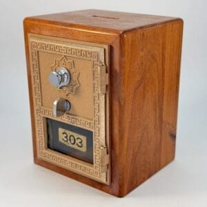 Rustic Cherry Mailbox Door Bank 1956