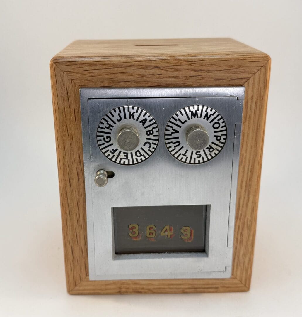 1950s Dual Dial Nickel Plated Mailbox Door Bank
