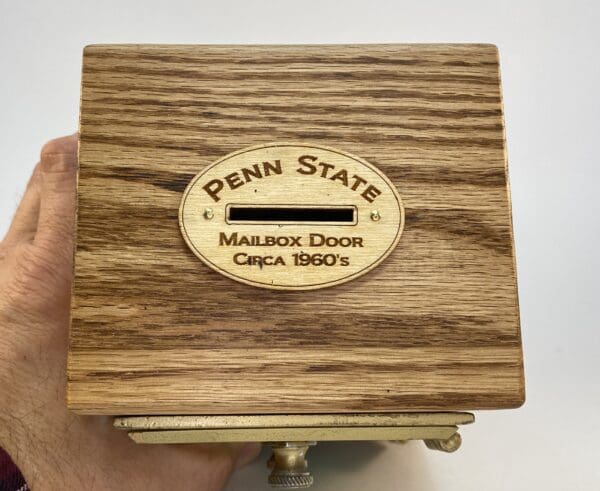 Vintage Penn State mailbox door from 1960s.